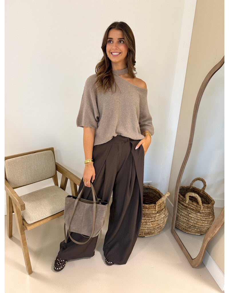 21Jewelz Wide leg pantalon met plooien - bruin