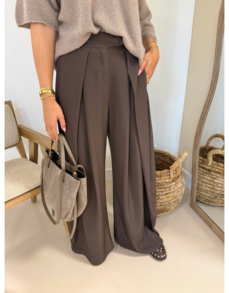 21Jewelz Wide leg pantalon met plooien - bruin