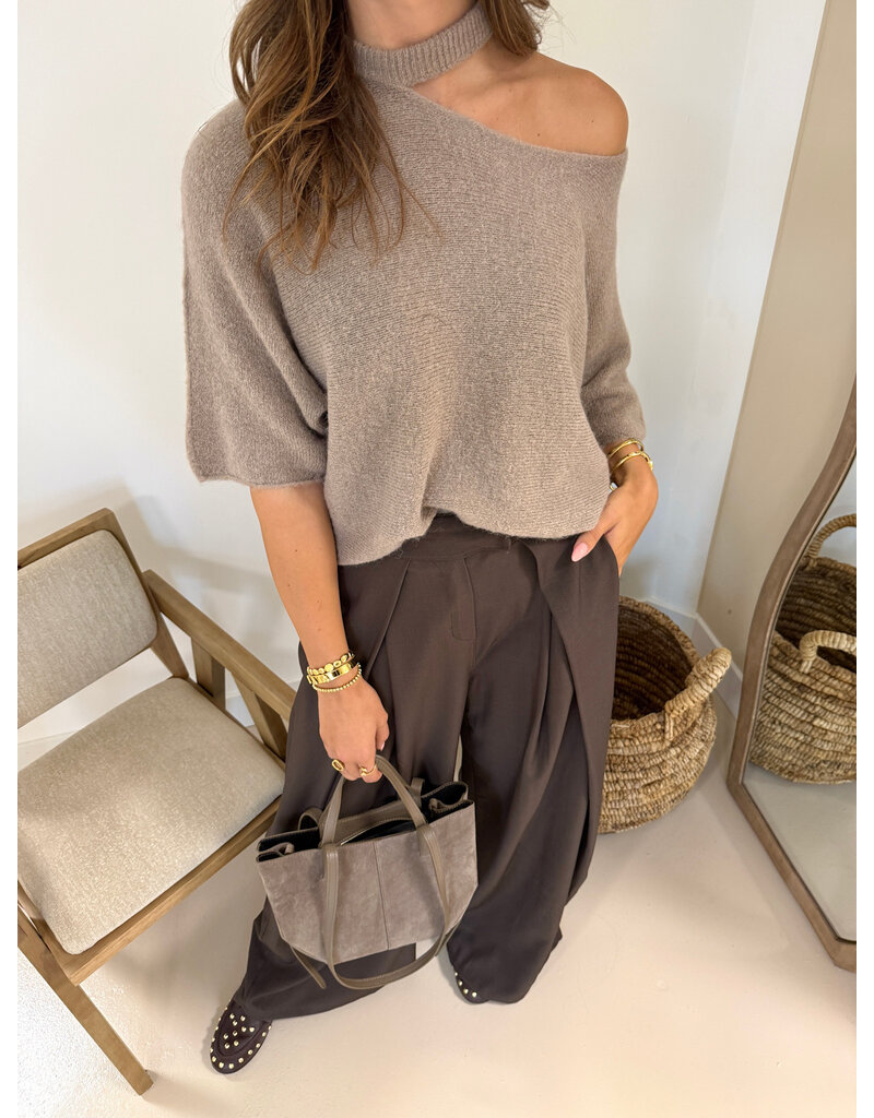 21Jewelz One shoulder trui - taupe