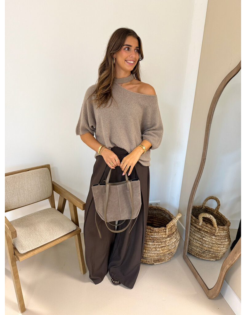 21Jewelz One shoulder trui - taupe