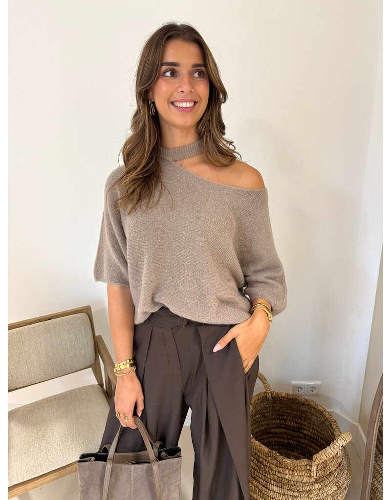 21Jewelz One shoulder trui - taupe