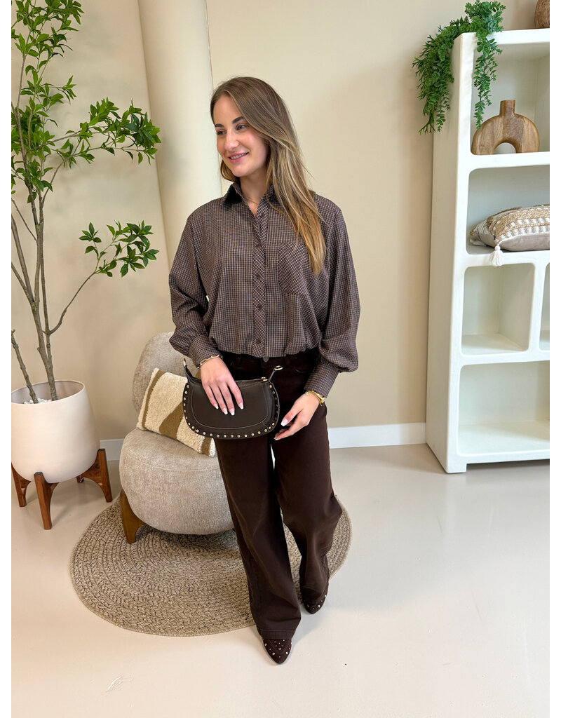21Jewelz Blouse met ruitpatroontje - bruin