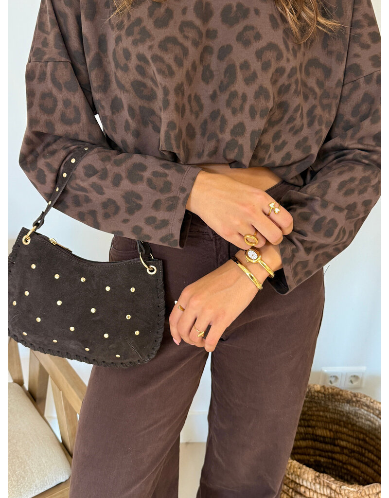 21Jewelz Sweater met panterprint - bruin