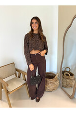 21Jewelz Sweater met panterprint - bruin