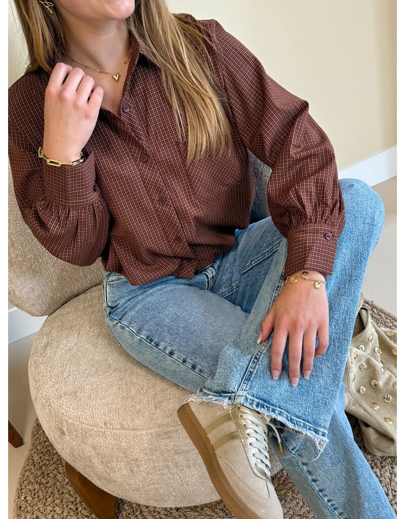 21Jewelz Blouse met ruitpatroontje - roest