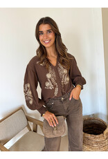 21Jewelz Blouse met bloemenborduursel - taupe