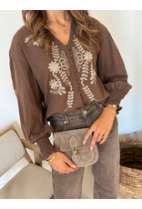 21Jewelz Blouse met bloemenborduursel - taupe