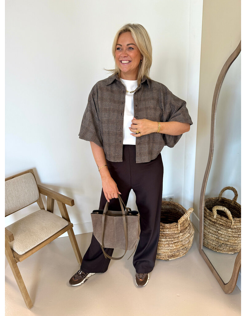 21Jewelz Geruite oversized blouse - bruin