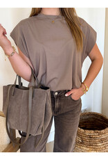 21Jewelz Mouwloze top met elastiek - taupe