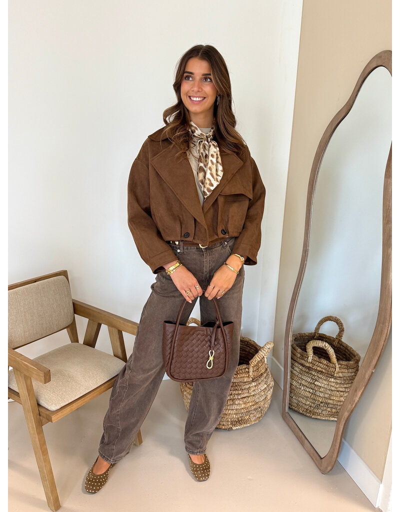 21Jewelz Cropped suede jasje - bruin