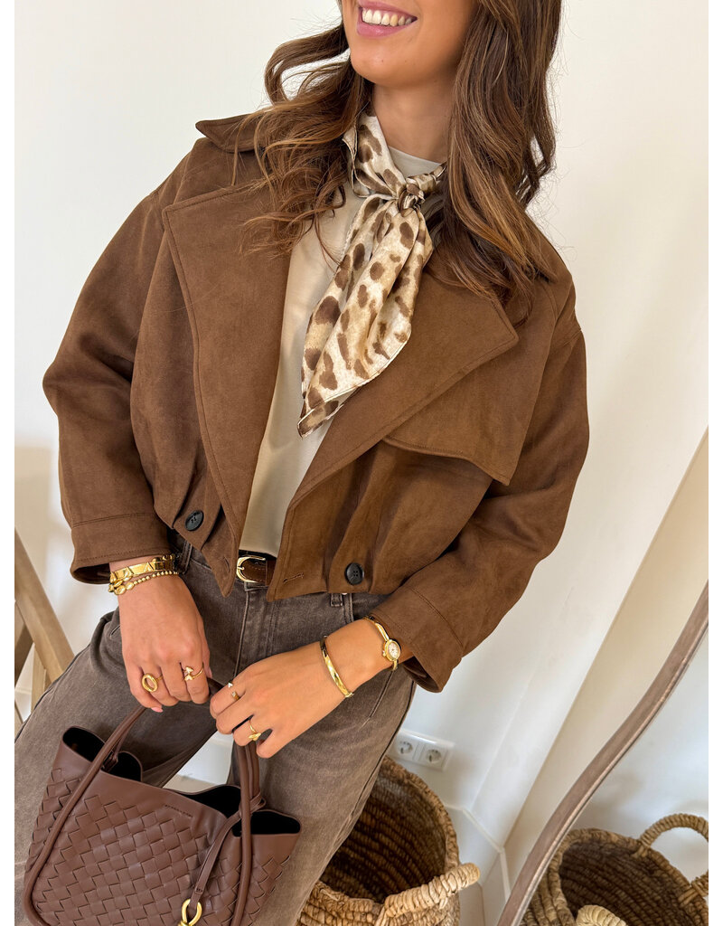 21Jewelz Cropped suede jasje - bruin