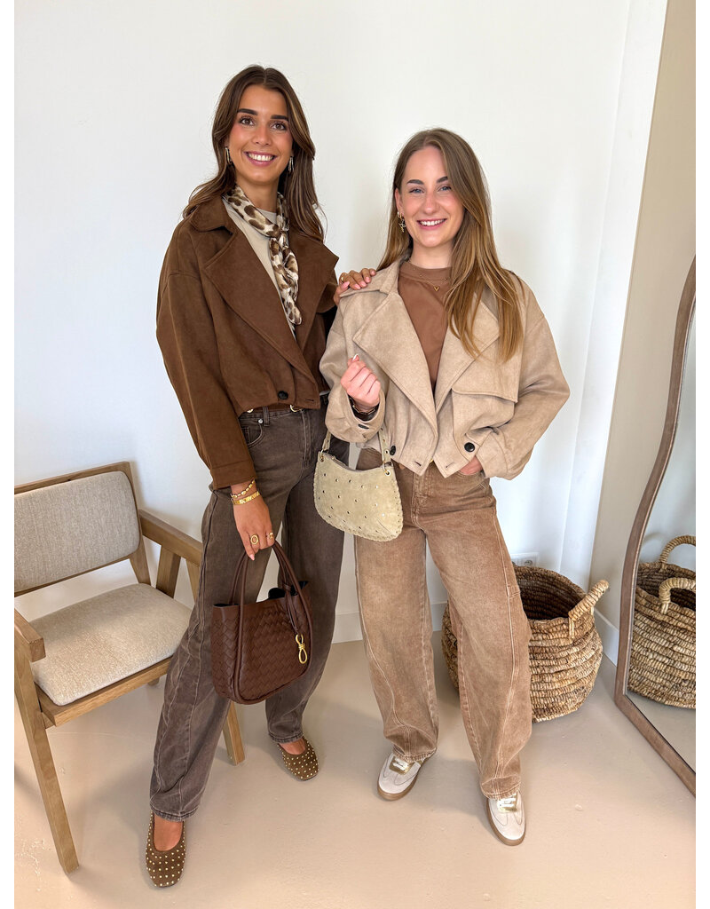 21Jewelz Cropped suede jasje - beige