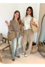 21Jewelz Geruite blouse met ceintuur - beige