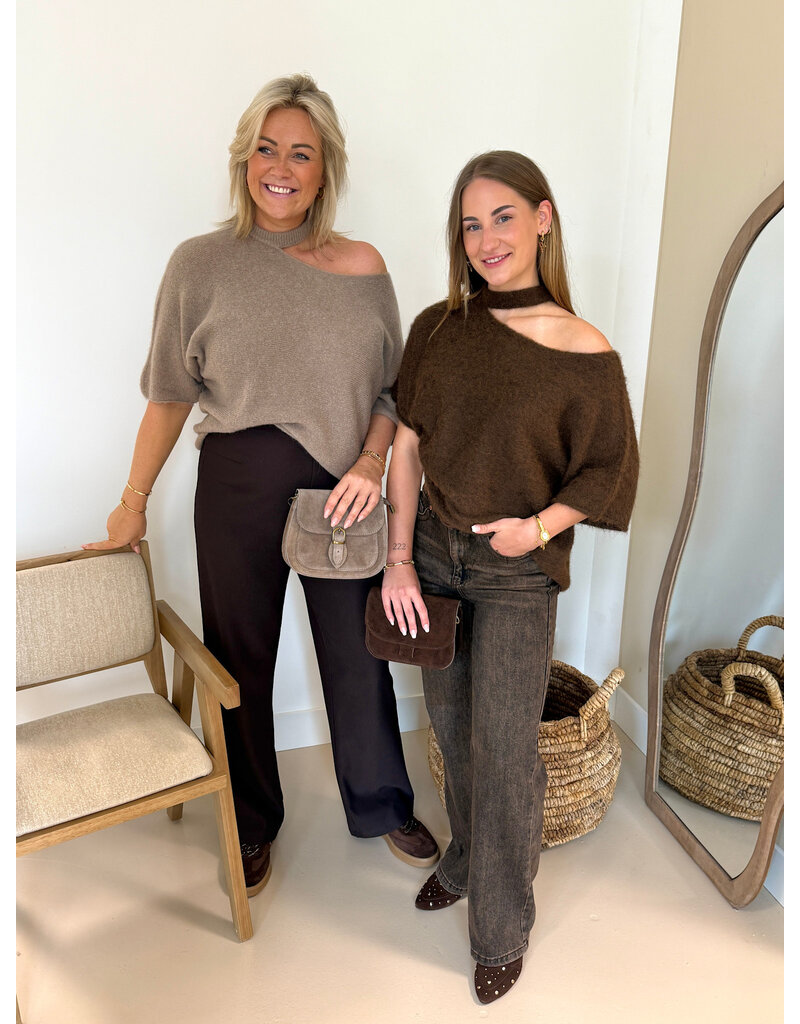 21Jewelz One shoulder trui - taupe