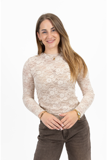 21Jewelz Kanten velours top - beige