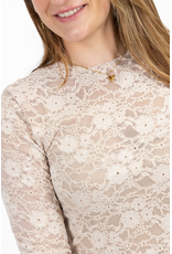 21Jewelz Kanten velours top - beige