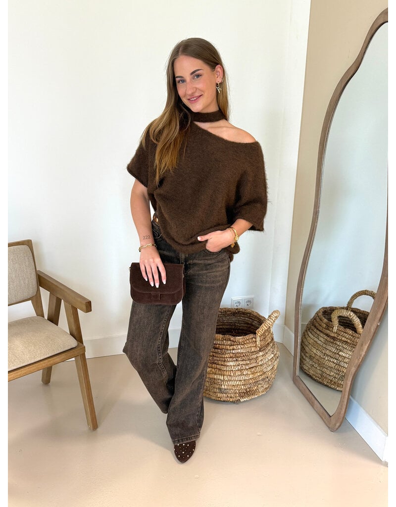 21Jewelz Wide leg jeans - washed donkerbruin