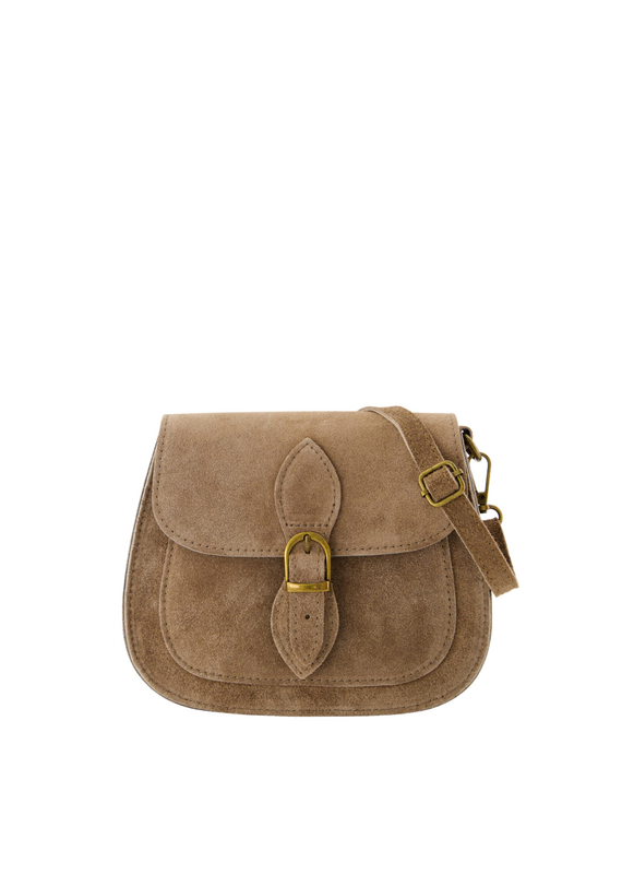 21Jewelz Halfronde suede tas met gesp - suede taupe