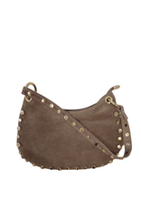 21Jewelz Halfronde tas met gouden studs - suede taupe