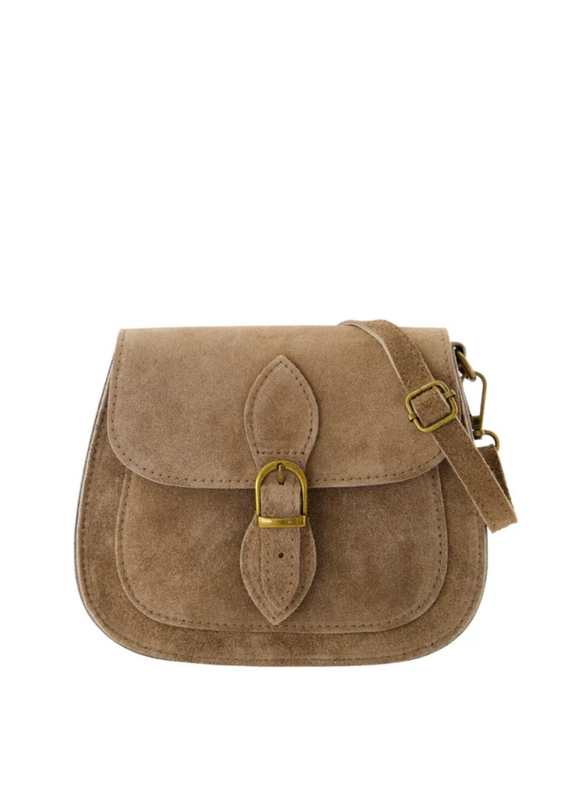 21Jewelz Halfronde suede tas met gesp - suede taupe