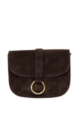 21Jewelz Basic tas met gouden ring - suede donkerbruin