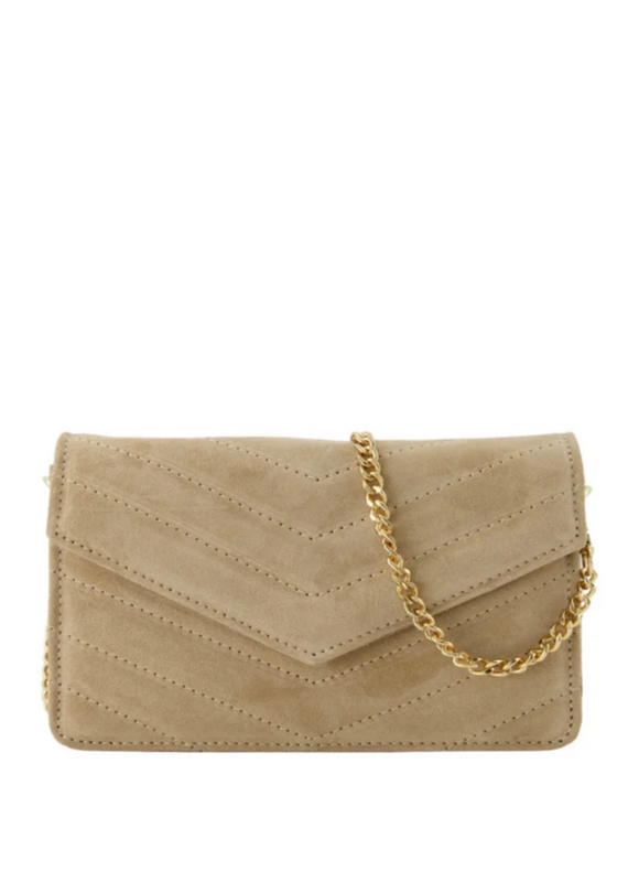 21Jewelz Tasje met gestikt patroon - suede beige