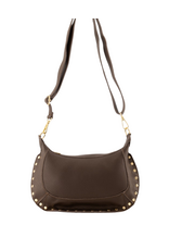 21Jewelz Middelgrote tas met gouden studs - donkerbruin