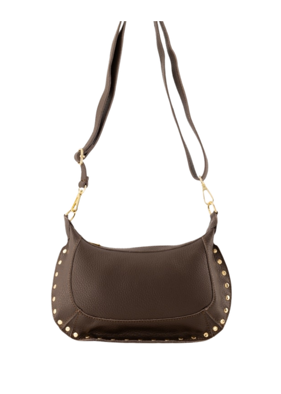 21Jewelz Middelgrote tas met gouden studs - donkerbruin