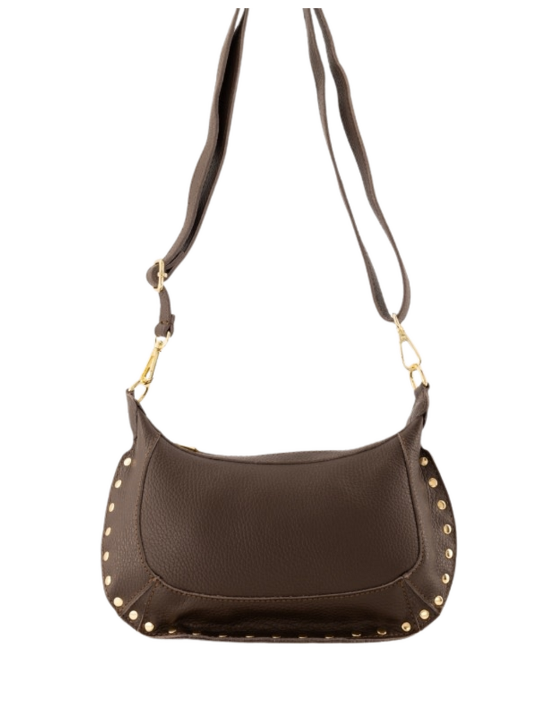 21Jewelz Middelgrote tas met gouden studs - donkerbruin