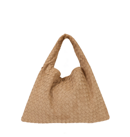 21Jewelz Grote gevlochten tas - suede beige