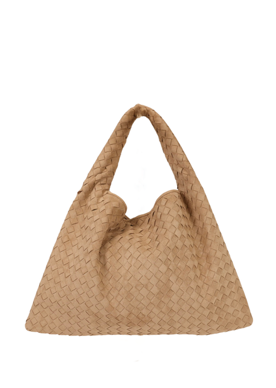 21Jewelz Grote gevlochten tas - suede beige