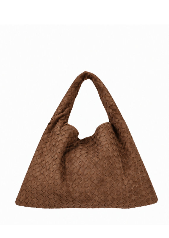 21Jewelz Grote gevlochten tas - suede bruin