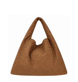21Jewelz Grote gevlochten tas - suede camel