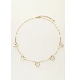 My Jewellery My Jewellery | Fijne ketting met parelmoer hartjes