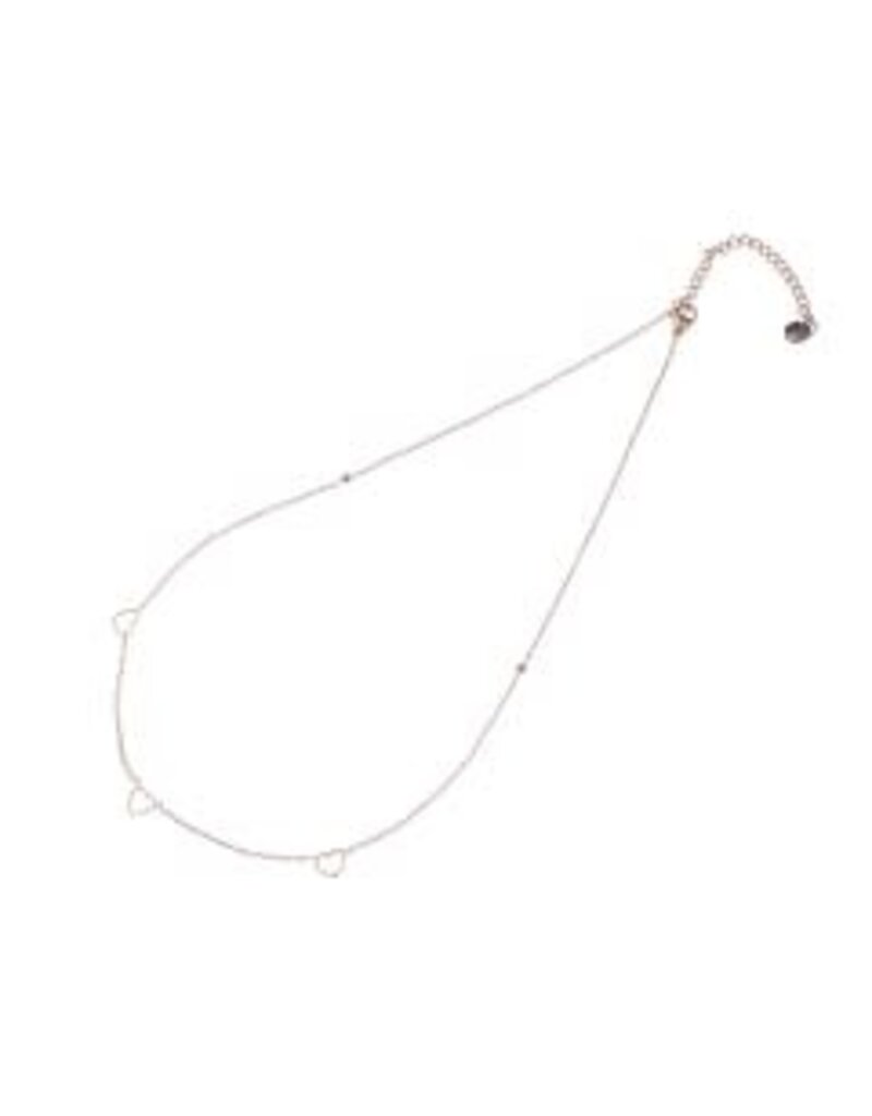 Go Dutch Label D&E | Ketting met drie kleine open hartjes