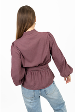 21Jewelz Geruite blouse met ceintuur - bordeaux