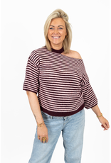 21Jewelz One shoulder trui - bordeaux/roze
