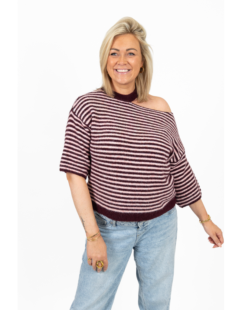21Jewelz One shoulder trui - bordeaux/roze