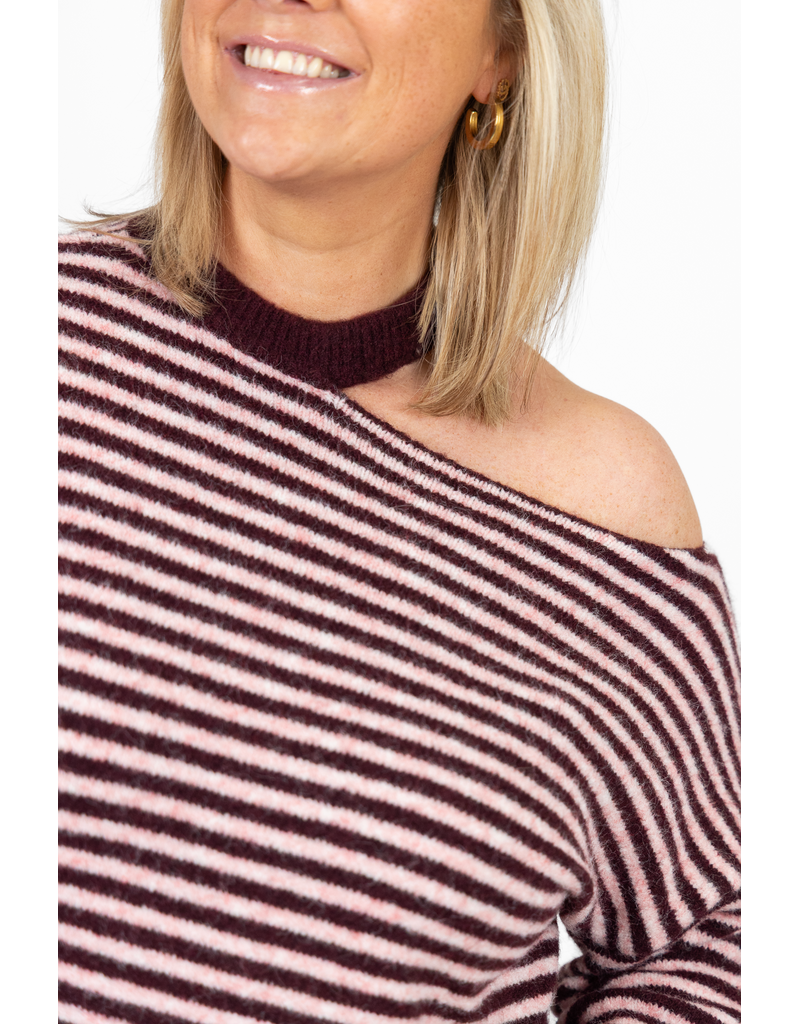 21Jewelz One shoulder trui - bordeaux/roze