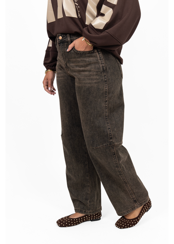 21Jewelz Barrel jeans - washed donkerbruin