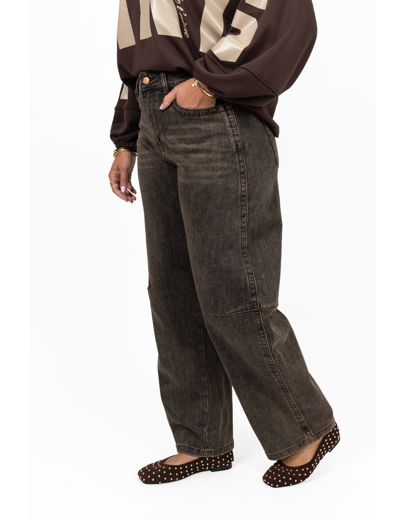 Jewelly Barrel jeans - washed donkerbruin