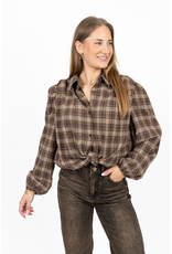 21Jewelz PRE ORDER Bruine geruite blouse met glitter