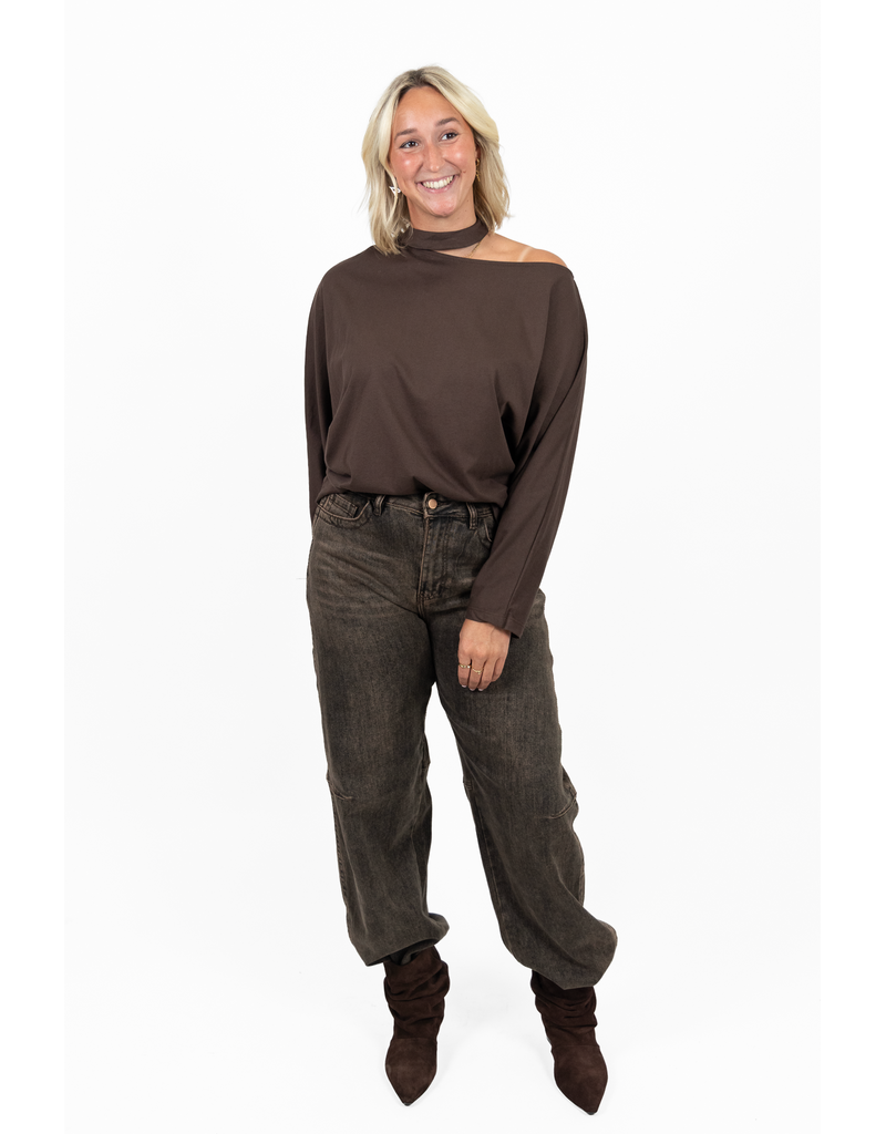 21Jewelz One shoulder truitje - bruin