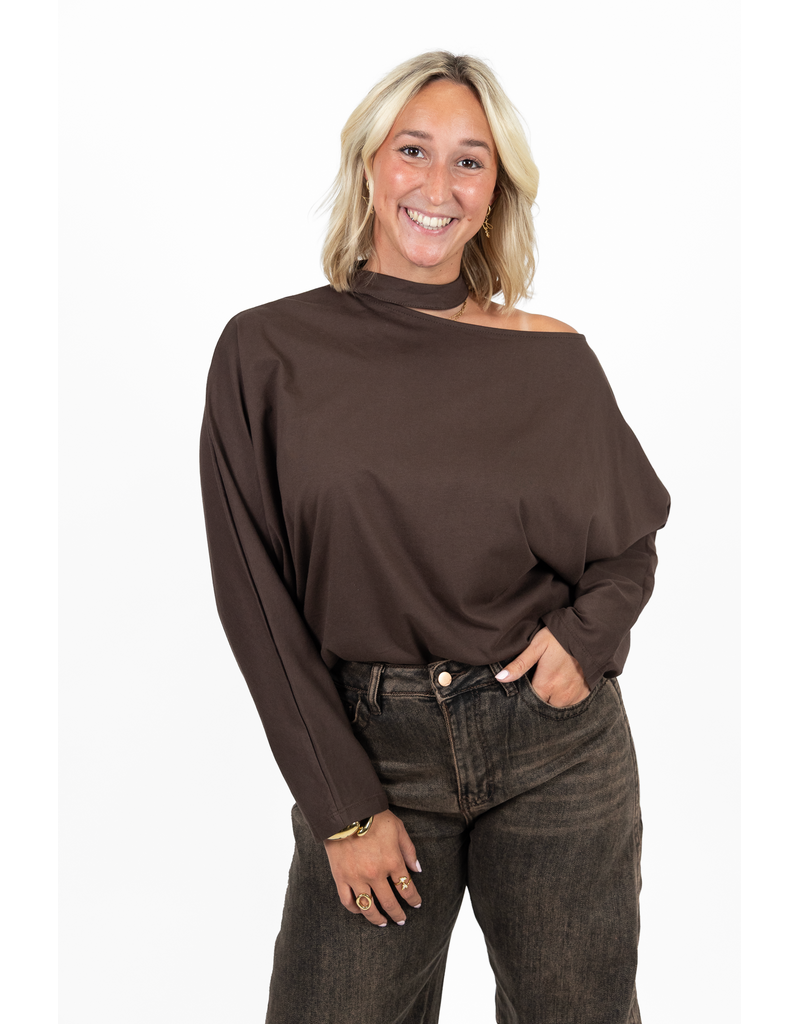 21Jewelz One shoulder truitje - bruin