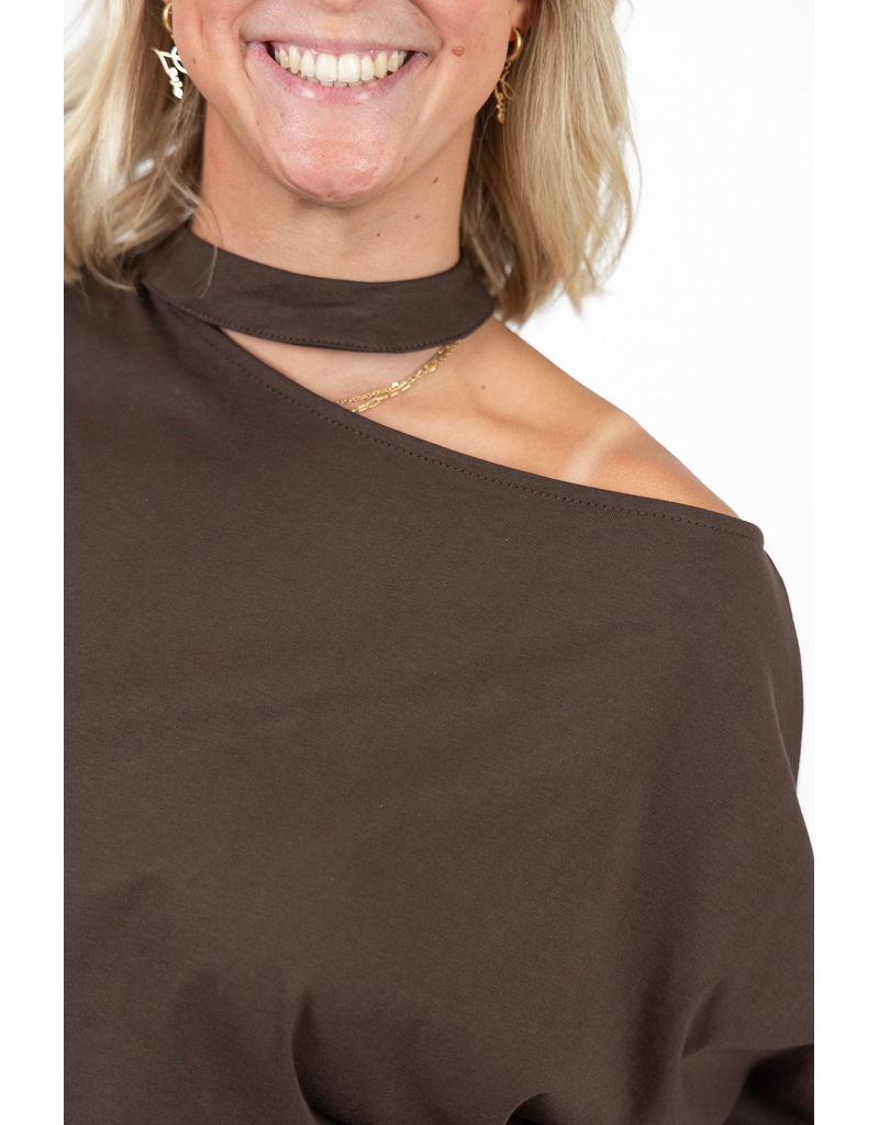 21Jewelz One shoulder truitje - bruin