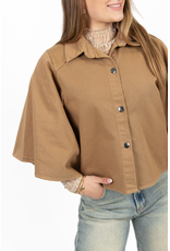 21Jewelz Denim blouse met uitlopende mouwen - camel