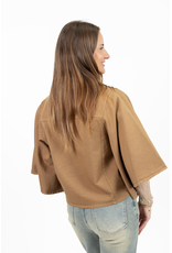 21Jewelz Denim blouse met uitlopende mouwen - camel