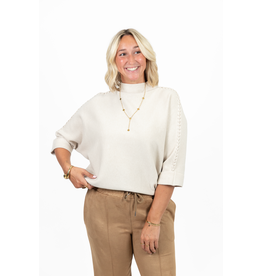 21Jewelz Trui met hoge hals en vlechtdetail - ecru