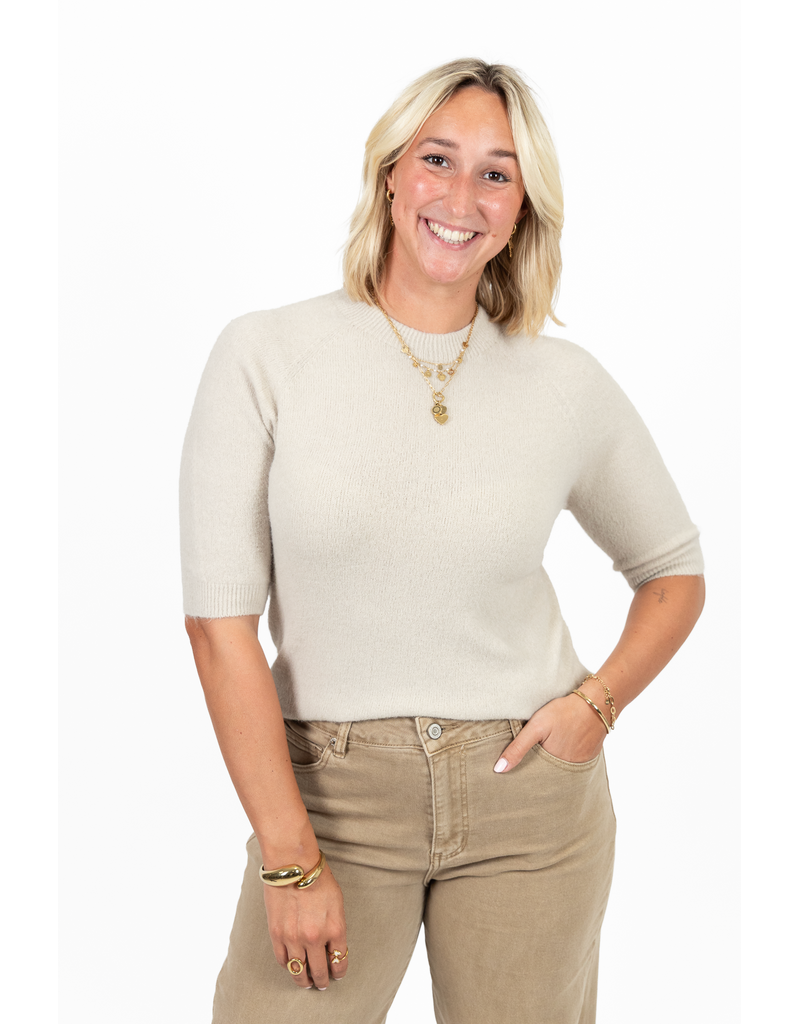 21Jewelz Zacht truitje met korte mouw - lichtbeige