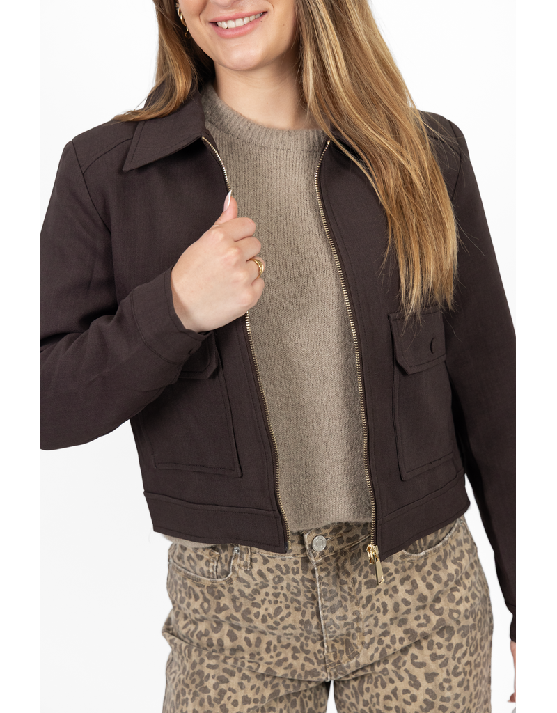 21Jewelz Cropped jasje met zakken - donker bruin
